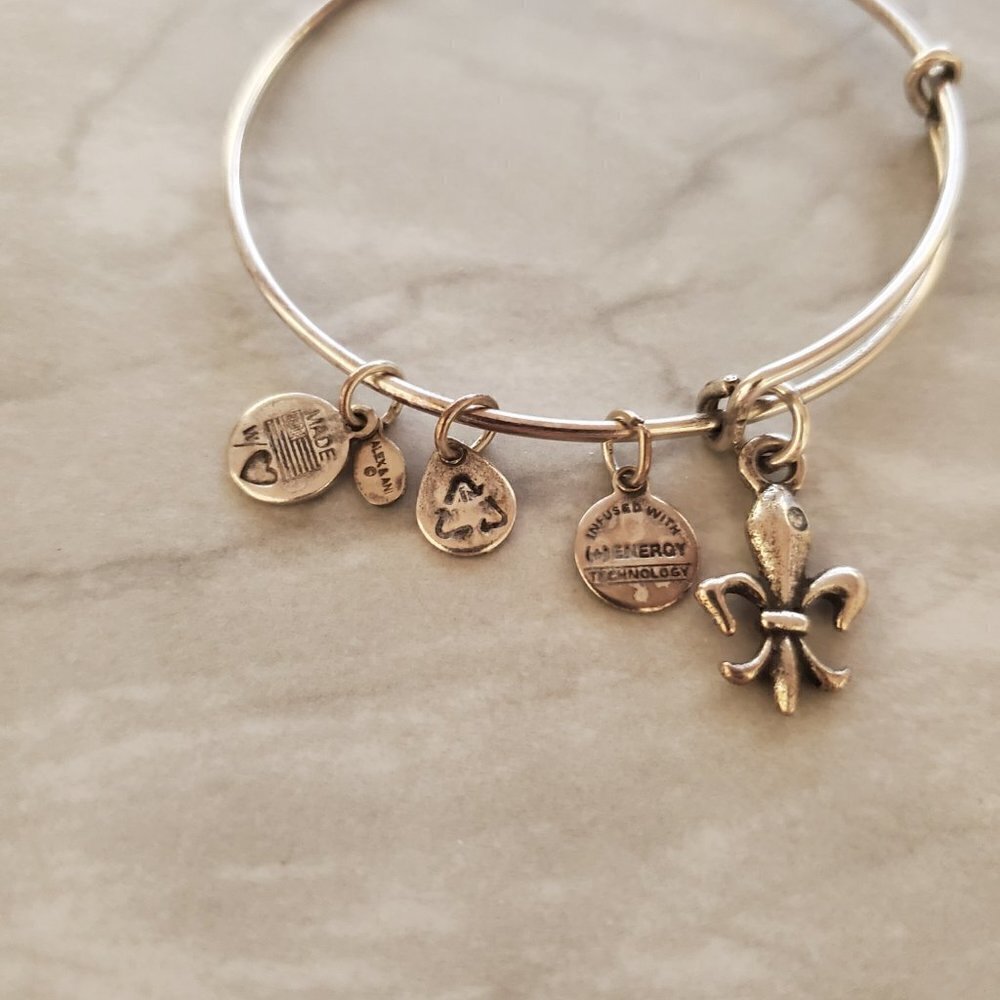 ⚜ Alex and Ani French Royalty Fleur de Lis Silver Expandable Charm Bracelet ⚜ - Picture 2 of 4
